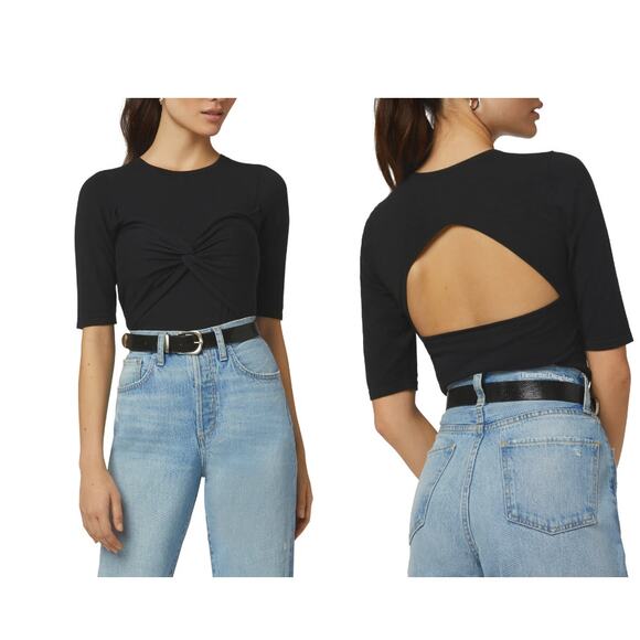 Favorite Daughter Twist Front Cutout T-Shirt Top Black XL - Picture 2 of 9